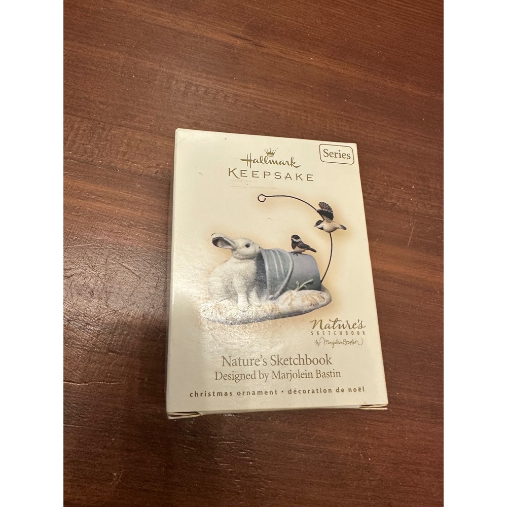 Hallmark Keepsake Nature's Sketchbook Rabbit Bird Christmas Ornament 2007 VGUC